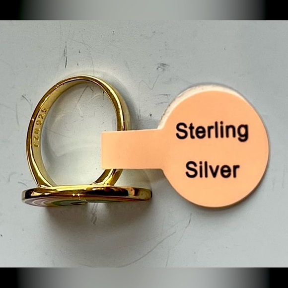 Boho Sterling Silver Gold Clad Rainbow Ring size 5 - Picture 2 of 8